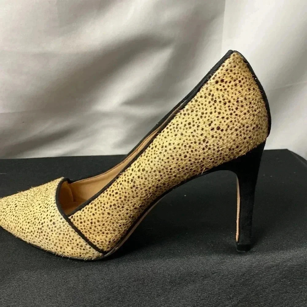 ANTONIO MELANI WO SIZE 7 TAN FUR BLACK DOTTED ANIMAL PRINT LEATHER UPPER - Picture 12 of 14